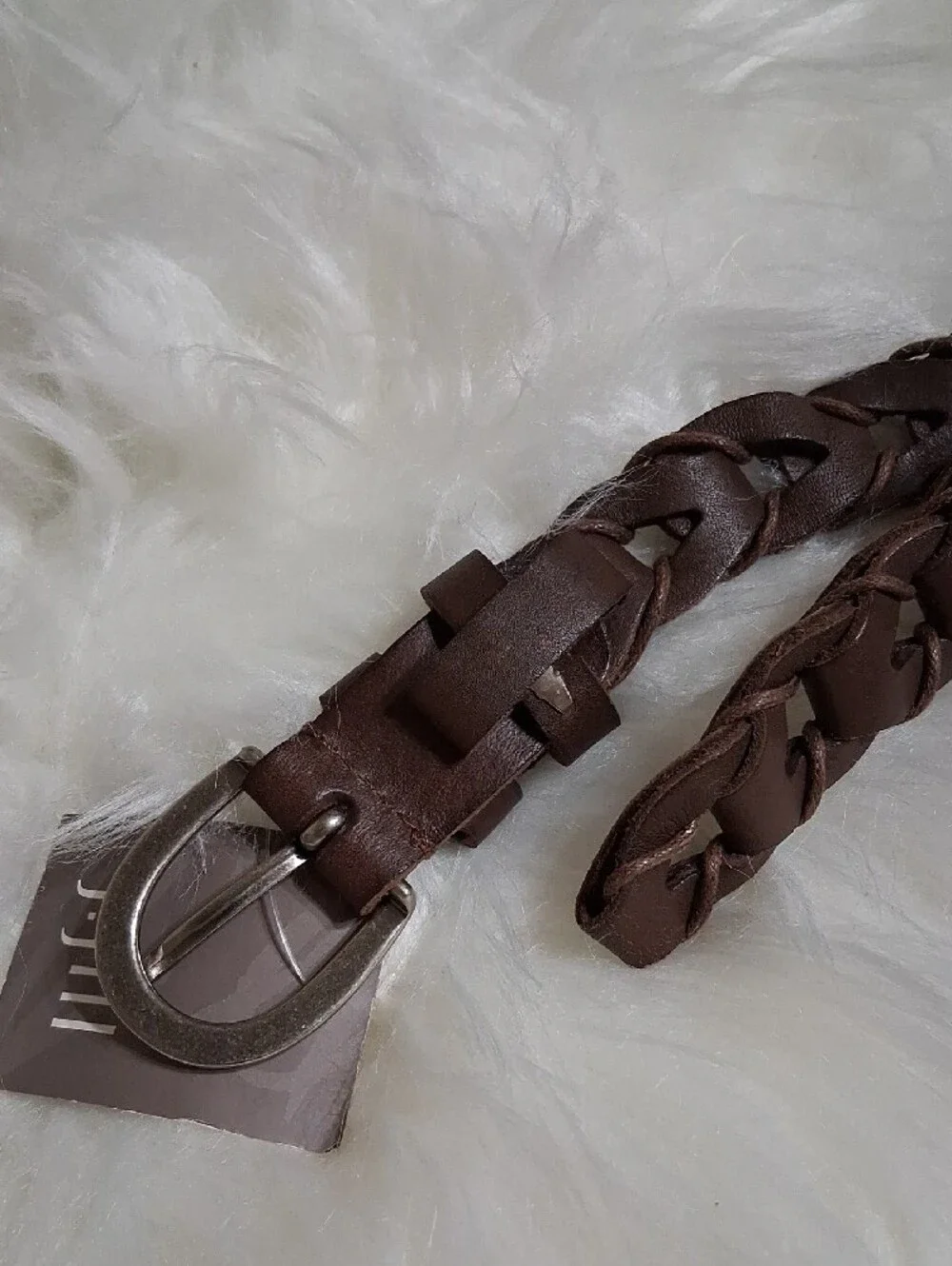 NWT J. Jill Brown Braided 100% Leather Belt L/XL